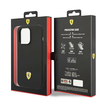 Coque Ferrari Liquid Silicone Case Metal Logo MagSafe - Coque iPhone 14 Pro Max (Noir)