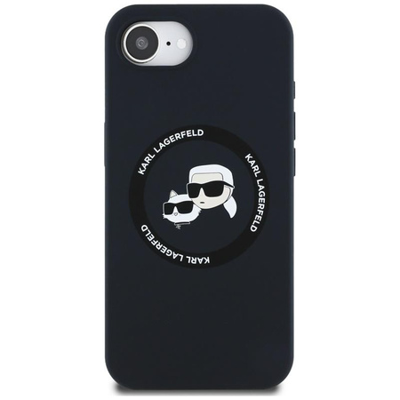 Karl Lagerfeld Silicone Karl & Choupette Heads MagSafe - Carcasa para iPhone 16e (negro)
