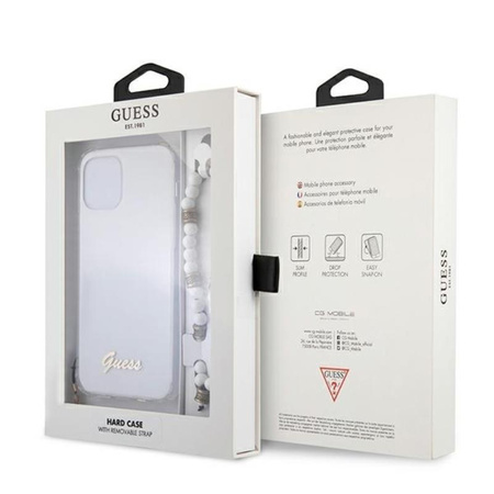 Guess fehér gyöngyház szíj - iPhone 12 Pro Max tok (átlátszó)