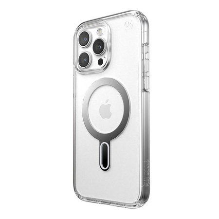 Speck Presidio Perfect-Clear ClickLock & Magsafe - iPhone 15 Pro Max Case (Clear / Chrome Finish / Serene Silver)