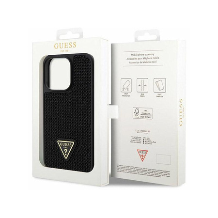 Guess Rhinestone Triangle - pouzdro pro iPhone 14 Pro (černé)