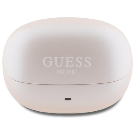 Guess Capsule s potiskem loga - sluchátka Bluetooth TWS ANC & ENC + nabíjecí pouzdro (růžové)