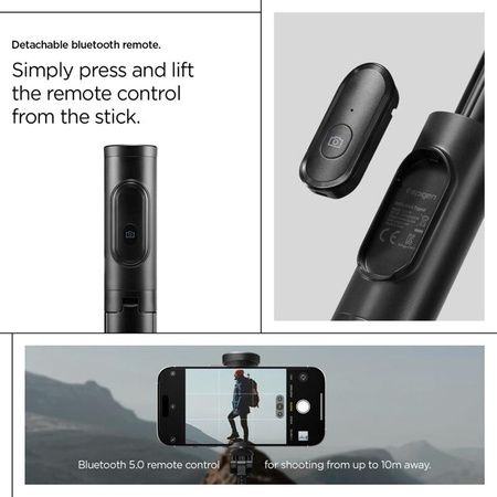 Spigen S541W Bluetooth Selfie Stick Tripod - Smartphone tripod / selfie stick holder (Black)
