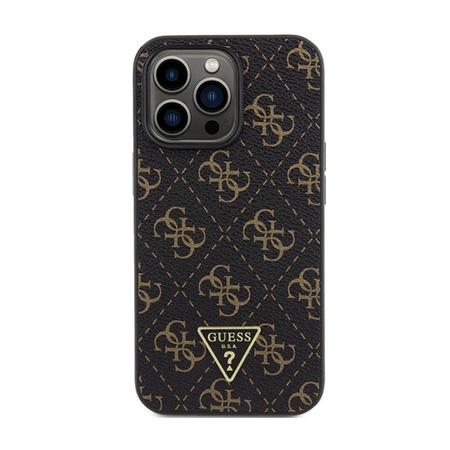 Guess 4G Triangle Metal Logo - Hülle für iPhone 15 Pro (Schwarz)
