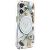 Guess Glitter Flowers Triangle Buttons MagSafe - Case for iPhone 16 (white)