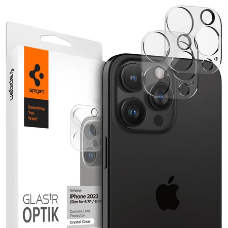 Spigen Optik.TR Camera Protector - Verre de protection pour iPhone 15 Pro / 15 Pro Max / iPhone 14 Pro / 14 Pro Max (2 pcs) (Transparent)