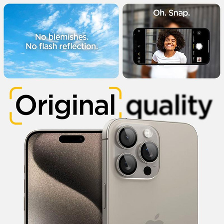 Spigen Optik.TR EZ Fit Camera Lens Protector - Szkło ochronne na obiektyw do iPhone 15 Pro / 15 Pro Max / iPhone 14 Pro / 14 Pro Max (2 szt) (Natural Titanium)