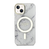 Guess Marble MagSafe - pouzdro pro iPhone 14 Plus (bílé)