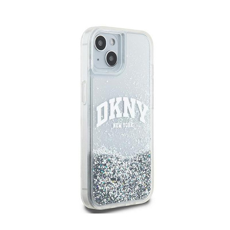 DKNY Liquid Glitter Big Logo - pouzdro pro iPhone 15 / 14 / 13 (bílé)