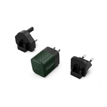 Energizer Ultimate - Multiplug EU / UK / US GaN USB-C 20W PD travel charger (Green)