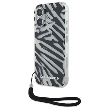 Karl Lagerfeld IML Zebra Pattern & Cord - iPhone 16 tok (fekete)