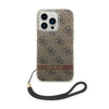 Guess 4G Print Cord - Tasche mit Umhängeband iPhone 14 Pro Max (braun)