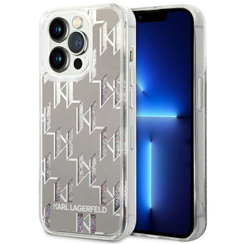 Karl Lagerfeld Monogram Liquid Glitter - iPhone 14 Pro tok (ezüst)
