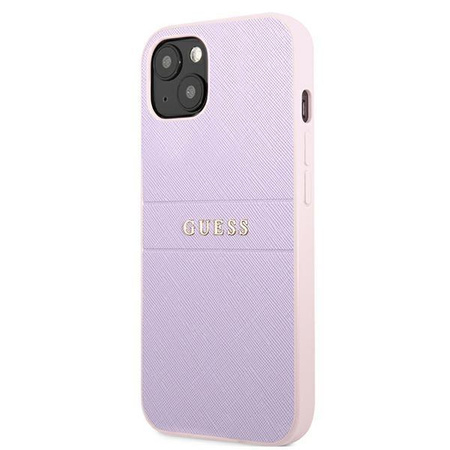 Pouzdro Guess Saffiano Hot Stamp & Metal Logo - iPhone 13 (lila)