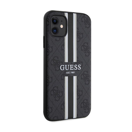 Guess 4G Étui MagSafe à rayures imprimées - iPhone 11 (Noir)