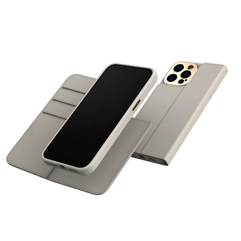 Moshi Overture MagSafe - kožené flipové pouzdro 3 v 1 pro iPhone 14 Pro Max (Serene Gray)