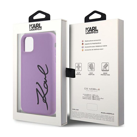 Karl Lagerfeld Silicone Signature - pouzdro pro iPhone 11 (fialové)