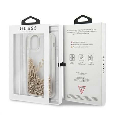Guess Glitter Vintage Script - Coque iPhone 12 / iPhone 12 Pro (Or)