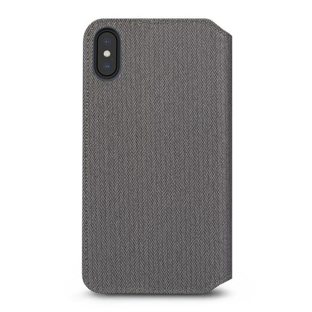Moshi Overture - iPhone Xs Max case with card pocket + stand up (Herringbone Gray)
