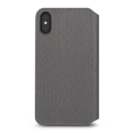Moshi Overture - Etui iPhone Xs Max z kieszenią na karty + stand up (Herringbone Gray)