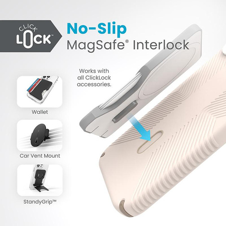 Speck Presidio2 Grip ClickLock & Magsafe - pouzdro pro iPhone 15 Plus / iPhone 14 Plus (Bělená kost / Dědičná zlatá / Lískově hnědá)
