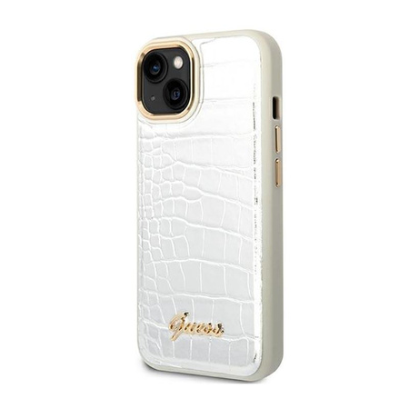 Guess Croco Collection - Case for iPhone 14 Plus (Silver)