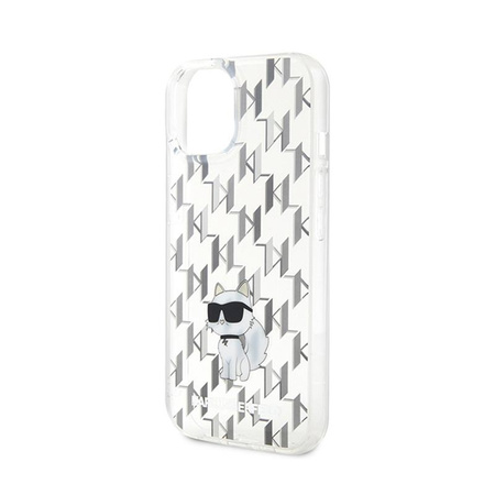 Karl Lagerfeld Monogram Choupette - pouzdro na iPhone 15 (průhledné)