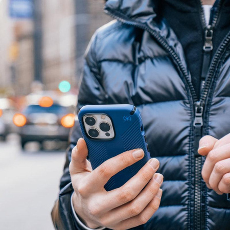 Speck Presidio2 Grip - Rutschfestes Gehäuse für iPhone 14 Pro Max (Küstenblau / Schwarz / Weiß)