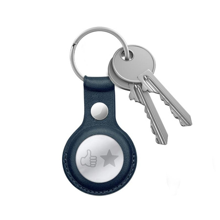 Crong Leather Case with Key Ring - Leather key ring for Apple AirTag (navy blue)