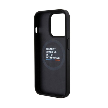 BMW Leather Carbon Blue Line MagSafe - iPhone 15 Pro Max Case (black)