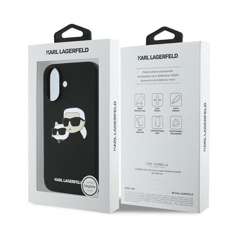 Karl Lagerfeld Silikon Doppelköpfe drucken MagSafe - iPhone 16 Plus Hülle (schwarz)