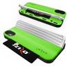 Zizo Retro Series - Etui iPhone Xs / X z kieszenią na karty + podstawka + szkło 9H na ekran (Neon Green/Silver)