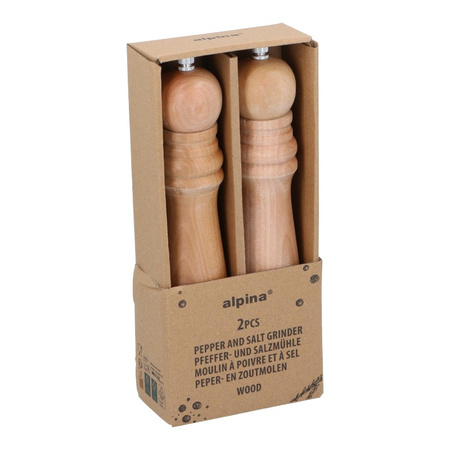 Zestaw Młynków Drewnianych do Pieprzu i Soli Ręczne Zestaw Alpina 2szt