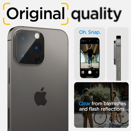 Spigen Optik.TR Camera Lens Protector 2-Pack - Lens protection glass for iPhone 16 Pro / 16 Pro Max / 15 Pro / 15 Pro Max / 14 Pro / 14 Pro Max (Black)