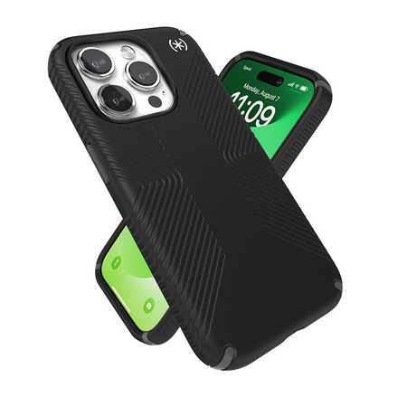 Speck Presidio2 Grip - iPhone 15 Pro Tasche (Schwarz / Schiefergrau / Weiß)