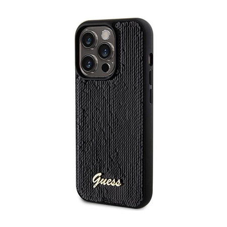 Guess Sequin Script Metal - Coque iPhone 13 Pro (noir)