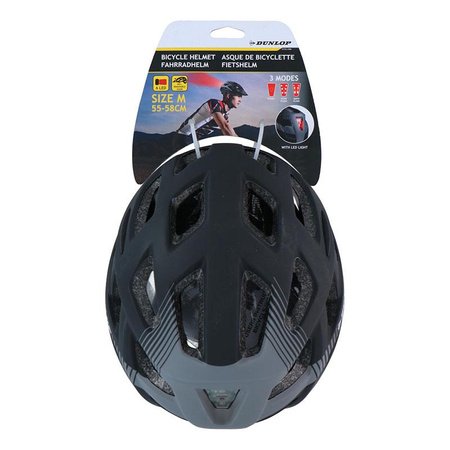Dunlop - MTB bike helmet 6xLED r. M (Black-gray)