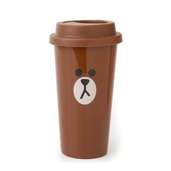 LINE FRIENDS - Utazási bögre 450 ml mackó BROWN