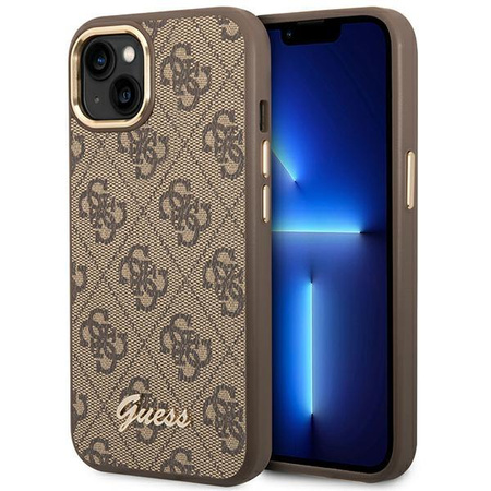 Guess 4G Metal Camera Outline Case - pouzdro pro iPhone 14 Plus (hnědé)