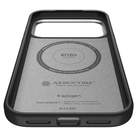 Spigen Enzo Aramid T Mag MagSafe - Pouzdro pro iPhone 17 Pro (Black/Silver)