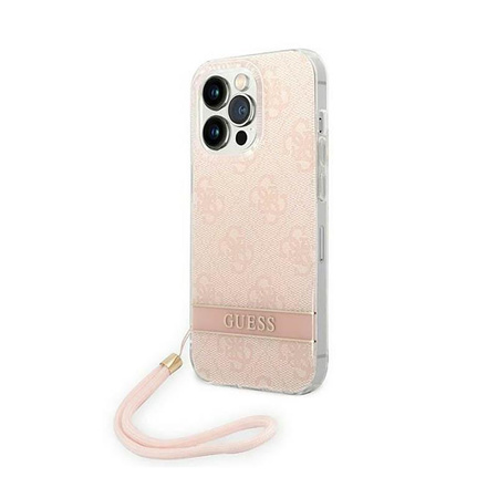 Guess 4G Print Cord - Case with lanyard iPhone 14 Pro Max (pink)