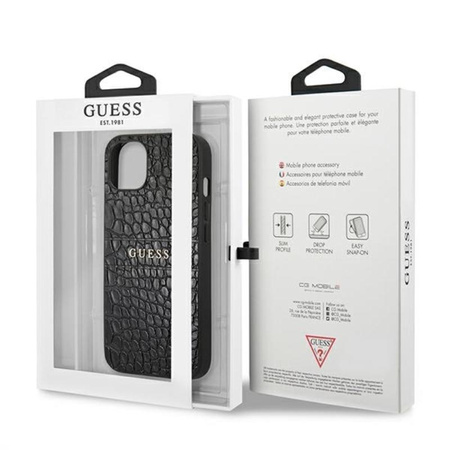 Guess Croco Stamp Lines - Coque iPhone 13 (noir)