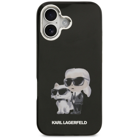 Karl Lagerfeld IML Aquarelle Karl & Choupette & Logo MagSafe - Custodia per iPhone 17 (Nero)