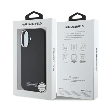 Karl Lagerfeld FW Metal Plate MagSafe - Hülle für iPhone 16 (schwarz)