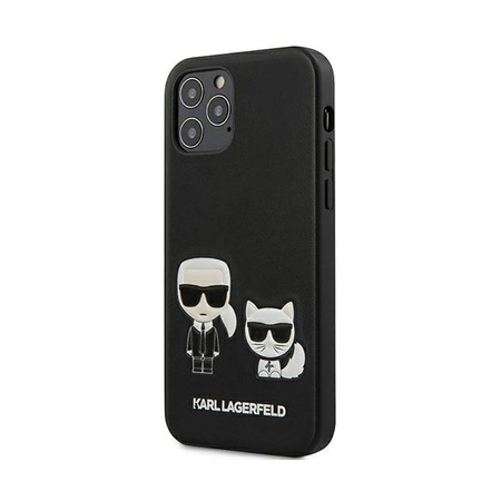 Karl Lagerfeld PU Leather Karl & Choupette Embossed - Coque iPhone 12 / iPhone 12 Pro (noir)