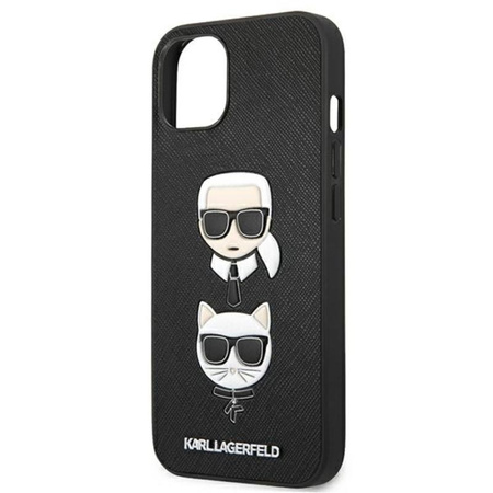 Karl Lagerfeld Saffiano Karl & Choupette Embossed Heads - pouzdro na iPhone 13 (černé)