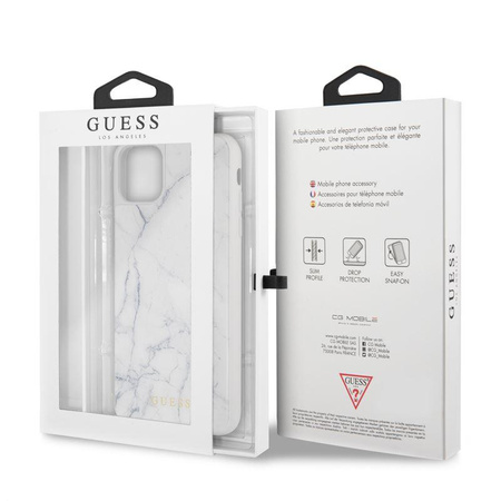 Guess Marble Tempered Glass Hardcase - iPhone 11 Pro Max Case (white)