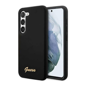 Silikonové pouzdro Guess Script Metal Logo - Samsung Galaxy S23 (černé)