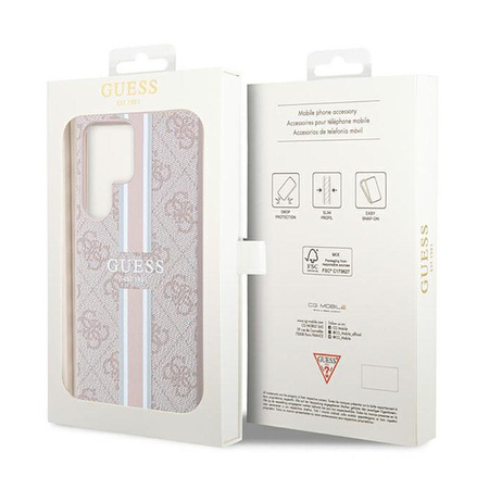 Guess 4G Printed Stripe - Etui Samsung Galaxy S23 Ultra (różowy)