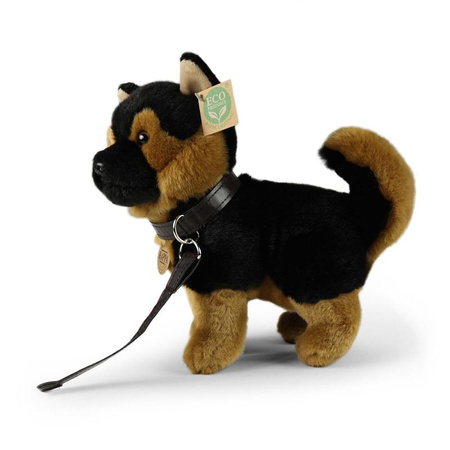 Rappa - Mascotte en peluche réaliste de Berger allemand avec laisse debout 23 cm Respect de l'environnement